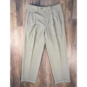 Vintage Chaps By Ralph Lauren 32 R Cuffed 100% Wool Trousers Suit Pants Pleated